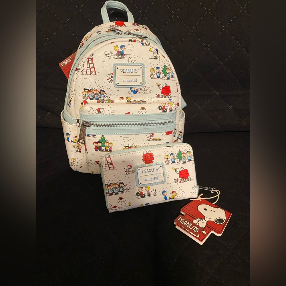 Loungefly Peanuts mini backpack & wallet.